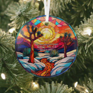 Christmas Decor Joshua Tree Park Engaged Couple Glass Tree Decoration