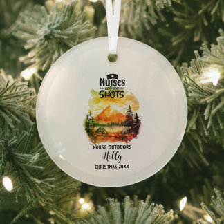 Christmas Decor Nurse Outdoors Camp Adventure Gift Glass Tree Decoration