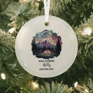 Christmas Decor Nurse Outdoors Camp Adventure Gift Glass Tree Decoration