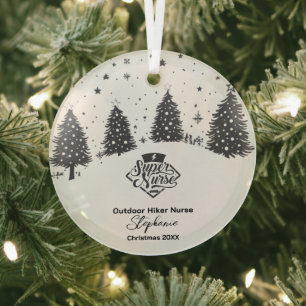 Christmas Decor Outdoor Adventure Nurse Life Gift Glass Tree Decoration