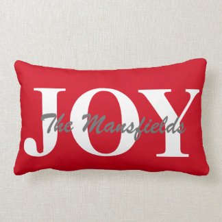 Christmas Decor Pillow Family Name Joy
