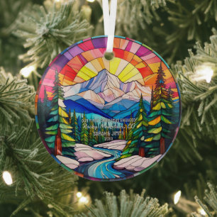 Christmas Decor Rocky Mountain Colorado Engaged Glass Tree Decoration