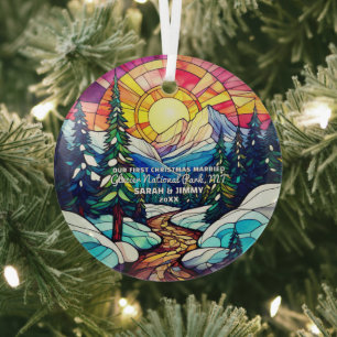 Christmas Decor Rocky Mountain Colorado Married Glass Tree Decoration
