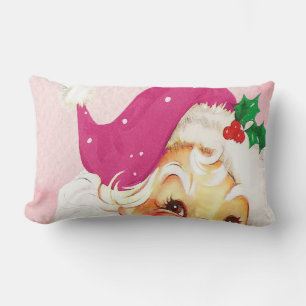 Christmas Decor Santa Pink  Lumbar Cushion