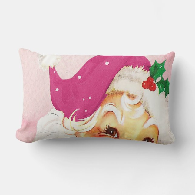 Christmas Decor Santa Pink  Lumbar Cushion (Front)