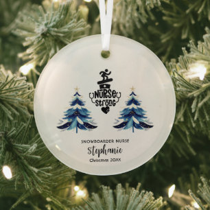 Christmas Decor Snowboarding Nurse Shredding Gift Glass Tree Decoration