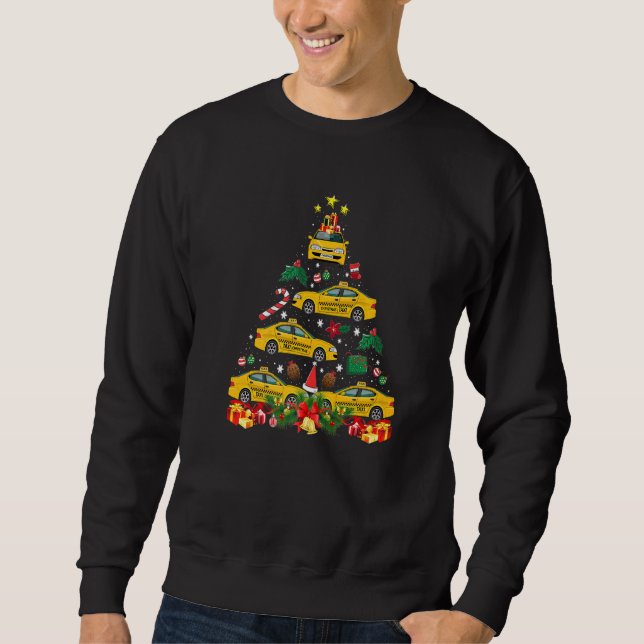 Christmas Decor Taxi Car Christmas Tree Sweatshirt (Front)