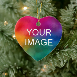 Christmas Decor Upload Photo Double Sided Heart Ceramic Ornament