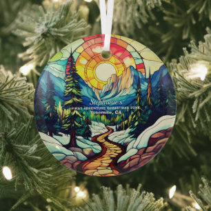 Christmas Decor Yosemite California Adventure Hike Glass Tree Decoration