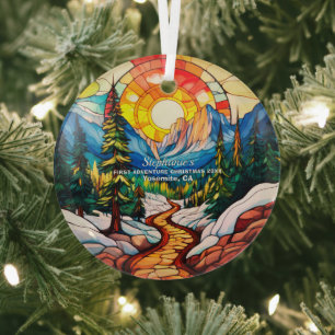 Christmas Decor Yosemite California Adventure Hike Glass Tree Decoration