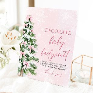 Christmas Decorate Baby Bodysuits Baby Shower Game Pedestal Sign
