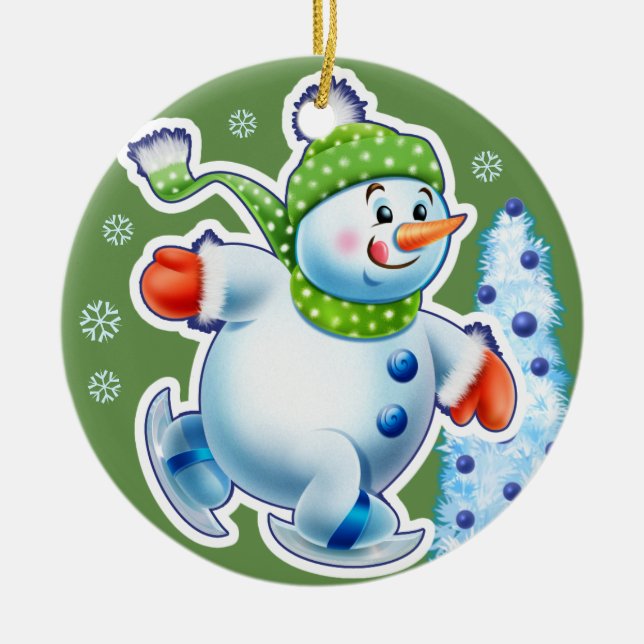 Christmas decoration double Snowmen Snow sports (Front)