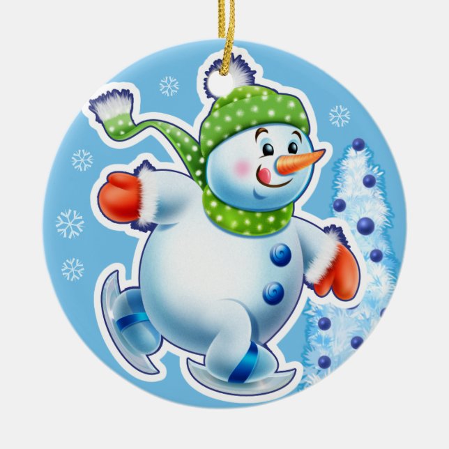 Christmas decoration double Snowmen Snow sports (Front)