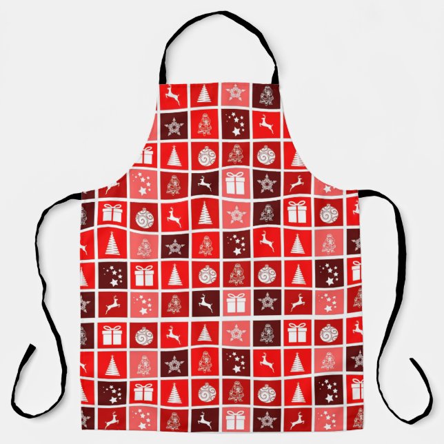 Christmas Decoration Holiday Red Pattern Apron (Front)
