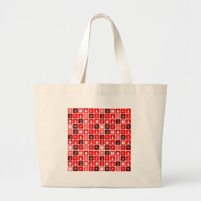 Christmas Decoration Holiday Red Pattern Large Tote Bag (Front)