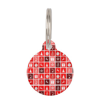 Christmas Decoration Holiday Red Pattern Pet Tag