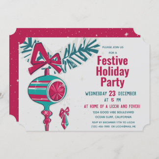 Christmas  Decoration in Mid Century Modern Invitation