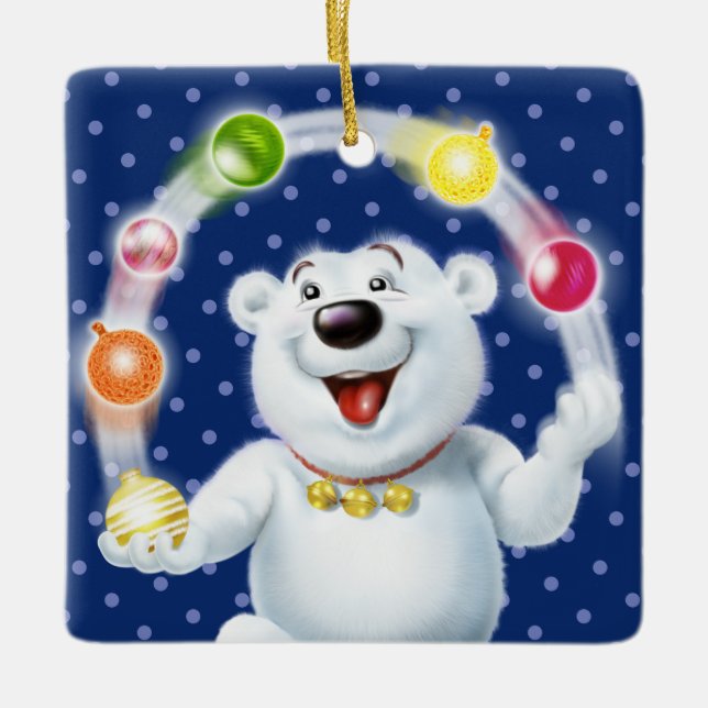 Christmas decoration juggling Polar Bear. (Front)