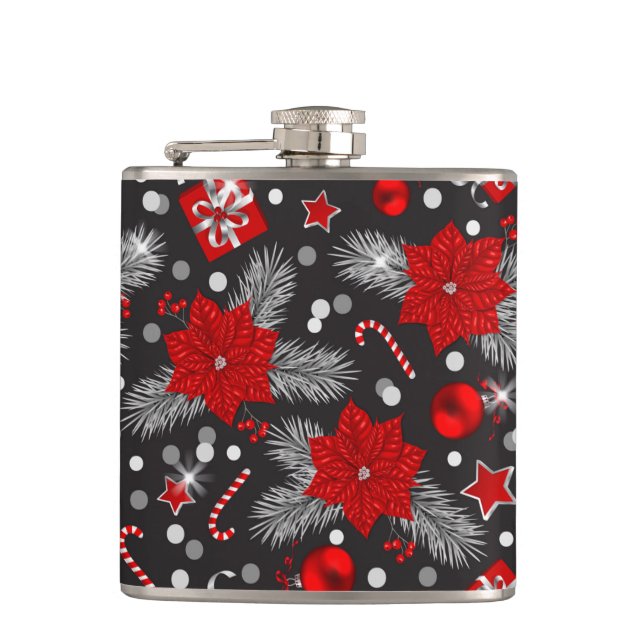 Christmas decoration pattern design hip flask (Front)