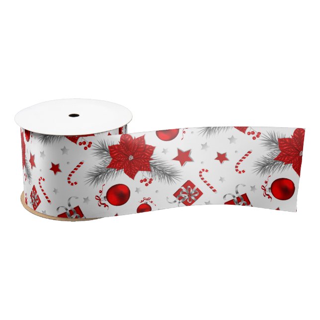 Christmas decoration pattern satin ribbon (Spool)