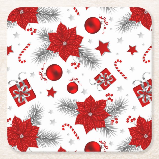 Christmas decoration pattern square paper coaster (Front)