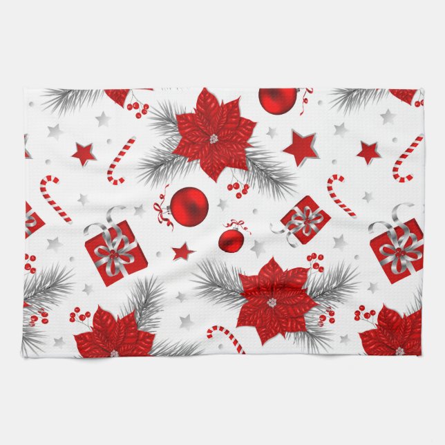 Christmas decoration pattern tea towel (Horizontal)