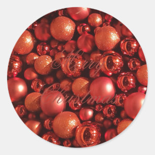 Christmas Decoration Red Baubles Classic Round Sticker