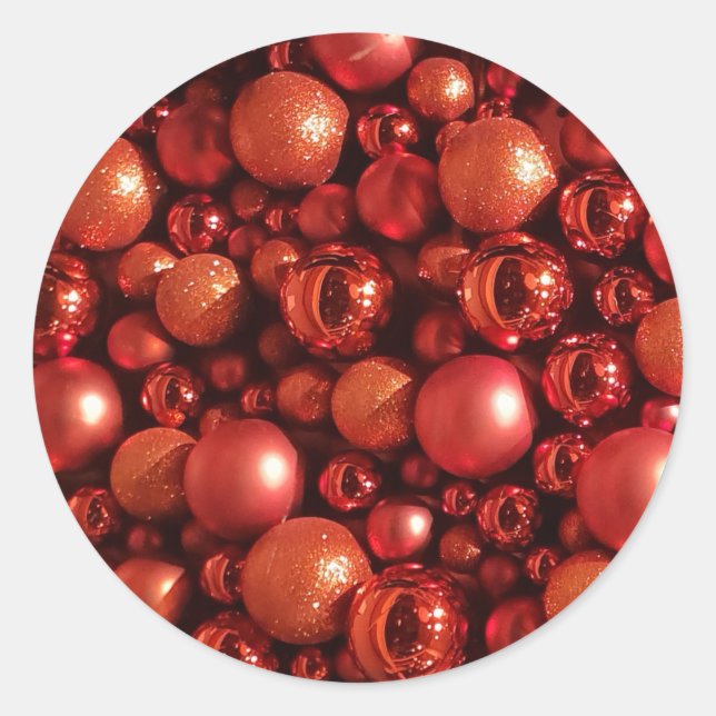 Christmas Decoration Red Baubles Classic Round Sticker (Front)