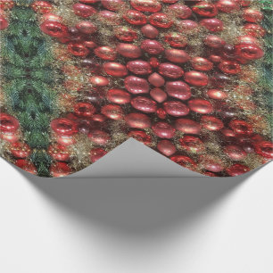 Christmas Decoration Red Baubles Fir Kaleidoscopic Wrapping Paper