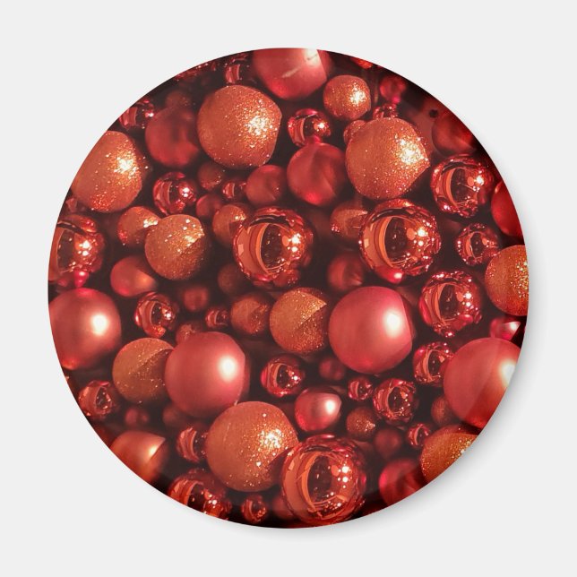 Christmas Decoration Red Baubles Magnet (Front)