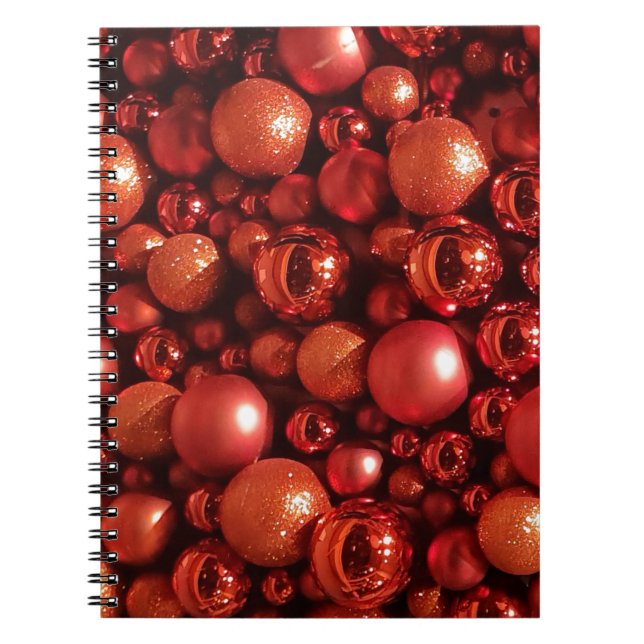 Christmas Decoration Red Baubles Notebook (Front)