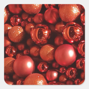Christmas Decoration Red Baubles Square Sticker