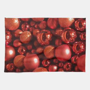 Christmas Decoration Red Baubles Tea Towel