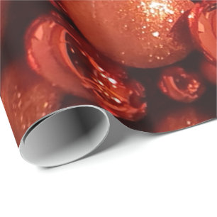 Christmas Decoration Red Baubles Wrapping Paper