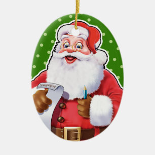 Christmas decoration Santa checking his list.