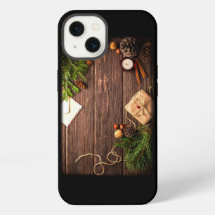 Christmas Decoration with Barn Wood and Pine iPhone 13 Case