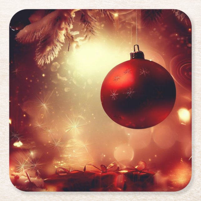 Christmas Decorations 5 Square Paper Coaster (Front)