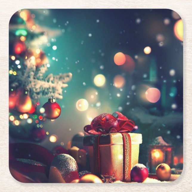 Christmas Decorations 6 Square Paper Coaster (Front)