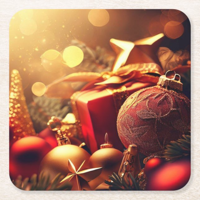 Christmas Decorations 7 Square Paper Coaster (Front)