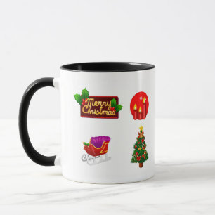Christmas decorations against white background mug