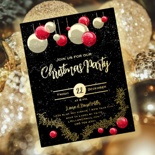 Christmas decorations and snow foil holiday postcard