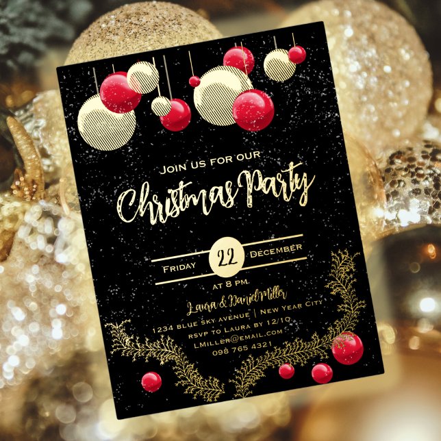 Christmas decorations and snow foil holiday postcard (Creator Uploaded)