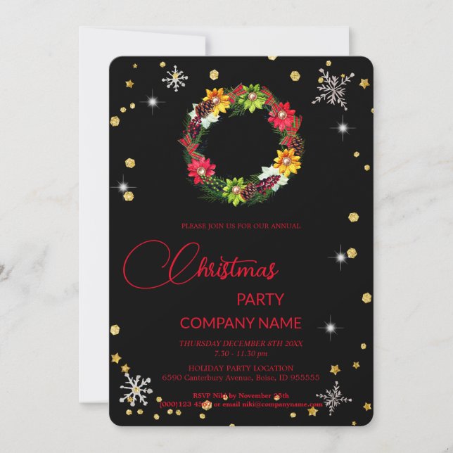 Christmas  Decorations Corporate wreth Invitation (Front)