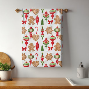 Christmas Decorations Gingerbread Cookies Candy Tea Towel