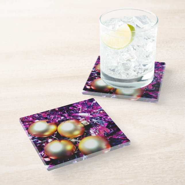 Christmas Decorations Glass Coaster (Angled)