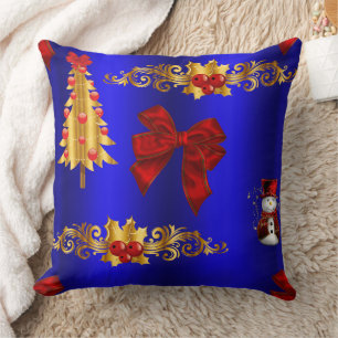 Christmas Decorations on Blue Cushion