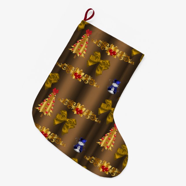 Christmas Decorations on Bronze Large Christmas Stocking (Front (Hanging))