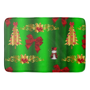 Christmas Decorations On Green Bath Mat