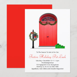 Christmas Decorations Red Doors Holiday Party Invitation