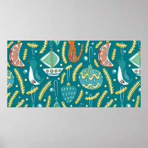 Christmas decorations seamless pattern. Bright col